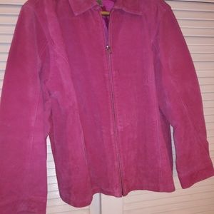 Chico's pink suede zip jacket